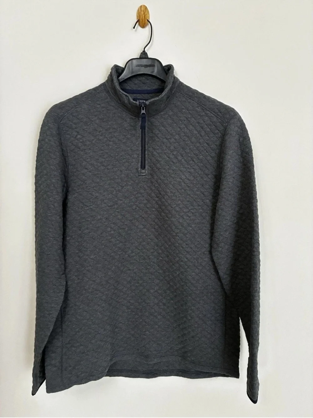 J.Crew Factory Men's Quilted Half-Zip Heater Charcoal Authentic Fleece NWT L